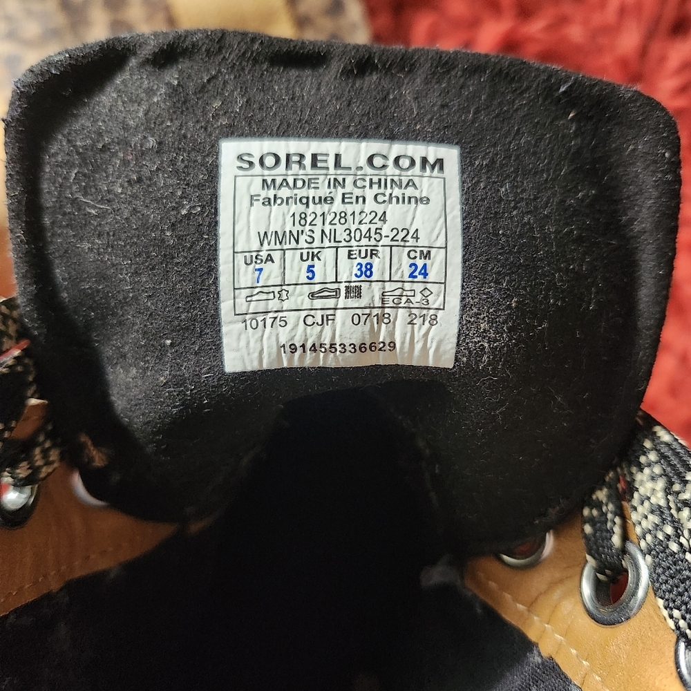 SOREL Women's Lexie Brown Leather Platform Wedge Leopard Print Booties Size 7 - Picture 11 of 16